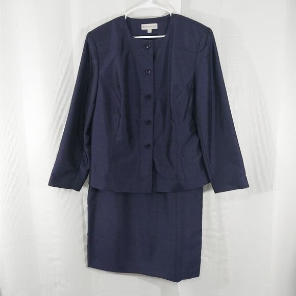 DRESSBARN! GORGEOUS PERIWINKLE BLUE/PURPLE 2 PC JACKET & SKIRT SUIT! SZ 16W - Picture 3 of 12